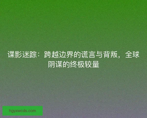 谍影迷踪：跨越边界的谎言与背叛，全球阴谋的终极较量